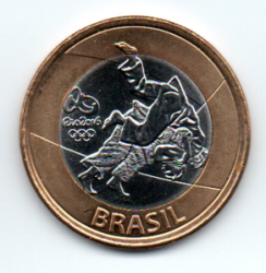 2015 - 1 Real - Comemorativa Olimpíadas - Judô - Moeda Brasil - Estado de Conservação: Soberba (Sob)