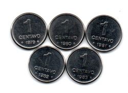 1979 à 1983 - Série 1 Centavo Sojinha Completa - 5 Moedas