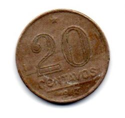 1943 - 20 Centavos - Níquel Rosa - Moeda Brasil - Estado de Conservação: Bem Conservada (BC)