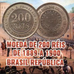 Cartela Vazia - P/ Moeda de 200 Réis de 1889 a 1900 Brasil República - c/ capa