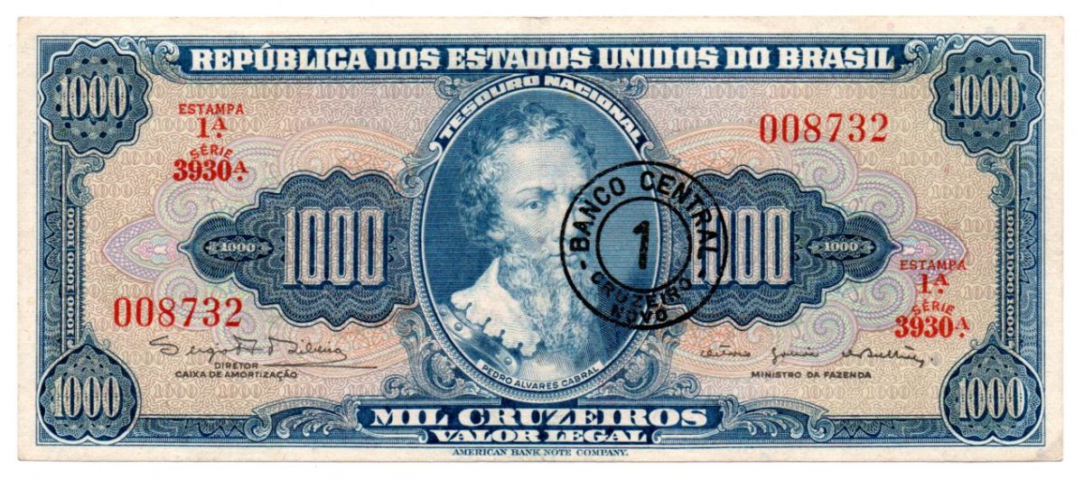 Numis Market C120 1 Cruzeiro Novo (Sobre 1000 Cruzeiros) 1° Estampa Série 3930 (última
