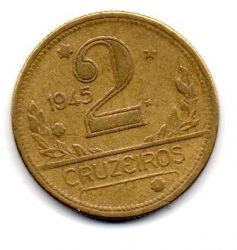 1945 - 2 Cruzeiros - Erro: Cunho Descentralizado - Moeda Brasil