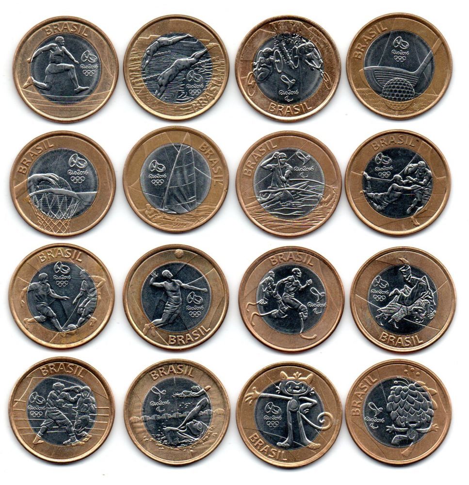 Numis Market 2016 1 Real Coleção com 16 Moedas das Comemorativa Olímpiadas Modalidades e Numis Market 2016 1 Real Coleção com 16 Moedas das Comemorativa Olímpiadas Modalidades e