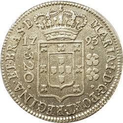 1793 - 320 Réis - Coroa Alta - Prata - Moeda Brasil Colônia