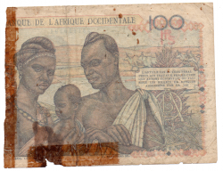 África Ocidental Francesa - 100 Francs - Cédula Estrangeira - UTG / Rasgada / Metade