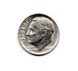 Estados Unidos - 1964 - 10 Cents - Prata .900 - Aprox. 2,5g - 17.9mm
