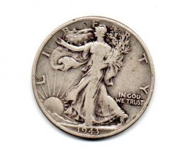 Estados Unidos - 1943 - 50 Cents - Half Dollar - Walking Liberty - Prata .900 - Aprox. 12.5g - 30,6mm