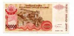 Croácia - 50.000 Dinara - Cédula Estrangeira