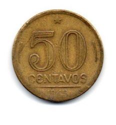 1945 - 50 Centavos - ERRO: Cunho Descentralizado - Moeda Brasil