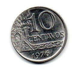 1976 - 10 Centavos - ERRO: Disco Descentralizado / Boné - Moeda Brasil