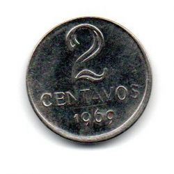 1969 - 2 Centavos - ERRO: Disco Descentralizado / Boné - Moeda Brasil