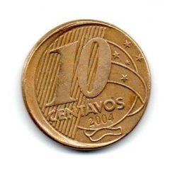 2004 - 10 Centavos - ERRO: Disco Descentralizado / Boné - Moeda Brasil