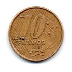 2001 - 10 Centavos - ERRO: Cunho Trincado - Moeda Brasil