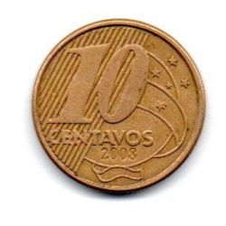 2008 - 10 Centavos - ERRO: Cunho Trincado - Moeda Brasil