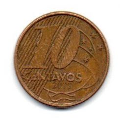 2009 - 10 Centavos - ERRO: Cunho Quebrado + Cunho Trincado (à esquerda do 10) - Moeda Brasil