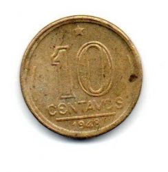 1948 - 10 Centavos - ERRO: Delaminação - Moeda Brasil
