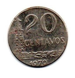 1970 - 20 Centavos - ERRO: Disco Trocado (Cunhada no Disco de 10 Centavos) - Moeda Brasil