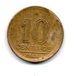 1944 - 10 Centavos - ERRO: Disco Cortado - Sem Sigla OM no Anverso - Moeda Brasil