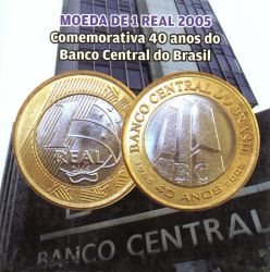 Cartela com 1 Moeda Comemorativa Banco Central 40 Anos - Mbc