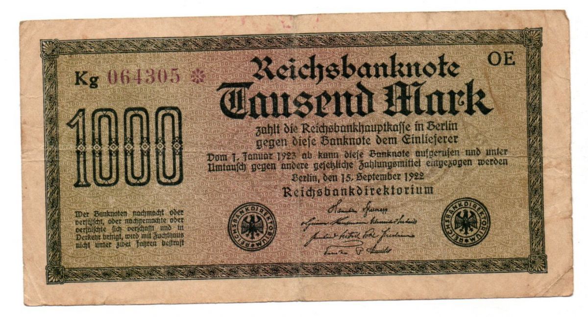 Alemanha - 1922 -  1000 Mark - Cédula Estrangeira Imagem 1