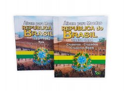 Kit com 2 Álbuns para Moedas Republica do Brasil 1889 - 1942 e 1942 - 1994