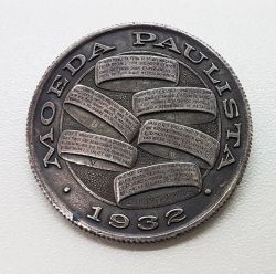 1932 - Broche Cunhado com o Mesmo Cunho do Reverso da Medalha Moeda Paulista 1932 - Diâmetro 37mm - Peso 14,45g