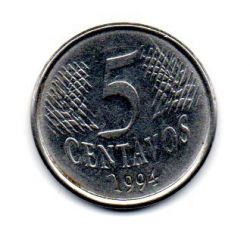 1994 - 5 Centavos - ERRO: Cunho Marcado (Data "Vazada") - Moeda Brasil
