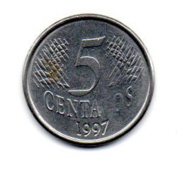 1997 - 5 Centavos - ERRO: Cunho Marcado (Data "Vazada") - Moeda Brasil