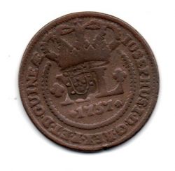 1757 - XL Réis - C/ Carimbo de Escudete - Coroa Sem Pedínculos - Moeda Brasil Colônia