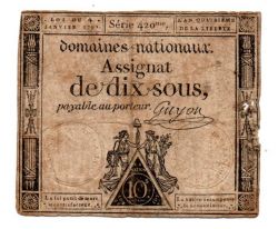 França - 1792 - 10 Sols (Revolução Francesa) - Cédula Estrangeira