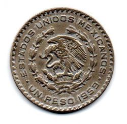 México - 1959 - 1 Peso - Prata .100 - Aprox. 16 g - 35mm