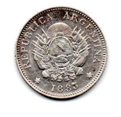 Argentina - 1883 - 20 Centavos - Prata .900 - Aprox 5 g - 23mm