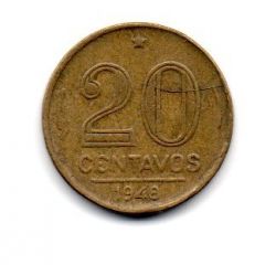 1948 - 20 Centavos - ERRO: Cunho Trincado + Delaminação - Rui Barbosa - Moeda Brasil