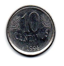 1994 - 10 Centavos - ERRO: Cunho Descentralizado + Cunho Marcado - Moeda Brasil