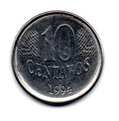 1994 - 10 Centavos - ERRO: Cunho Descentralizado + Cunho Marcado  - Moeda Brasil