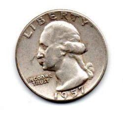 Estados Unidos - 1957 - 25 Cents - Quarter Dollar -  Prata .900 - Aprox 6,25 g -  24,3 mm