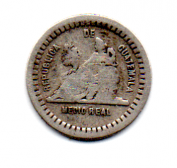 Guatemala - 1880 - ½ Reales - Prata .835 - Aprox 1,5 g - 15,4 mm