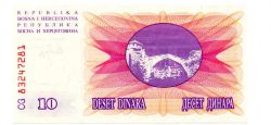 Bosnia Herzegovina - 10 Dinara - Cédula Estrangeira