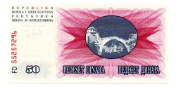 Bosnia Herzegovina - 50 Dinara - Cédula Estrangeira