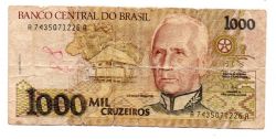 C218 - 1000 Cruzeiros - Cândido Rondon - Data: 1991 - Estado de Conservação: Um Tanto Gasta (UTG) - (Obs.: Pode conter: Rasuras / Riscos / Rasgos / Fitas / Durex /Etc..)
