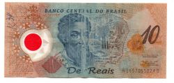 C332 - 10 Reais - Data: 2001 - Polímero - Pedro Álvares Cabral - Comemorativa 500 Anos Descobrimento do Brasil - UTG (Rasurada)