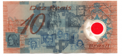 C332 - 10 Reais - Data: 2001 - Polímero - Pedro Álvares Cabral - Comemorativa 500 Anos Descobrimento do Brasil - UTG (Rasurada)