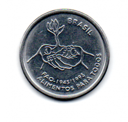 1995 - 10 Centavos - Comemorativa dos 50 Anos da FAO - Alimentos para o Mundo - ERRO : Cunho Marcado (Data "Vazada")  - Moeda Brasil - MBC