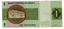 C129a - *Asterisco - 1 Cruzeiro - Cédula de Reposição - Série A00004* - Data: 1970 - MBC