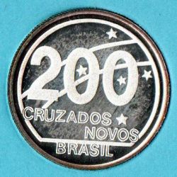 1989 - 200 Cruzados Novos - Prata .999 - Aprox 13,5 g - 31 mm - No Estojo e Acrílico Oficial - Comemorativa Centenário da República