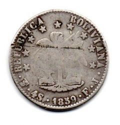 Bolívia - 1859 - 4 Soles - Prata .667 - Aprox 12,5g - 31,2 mm