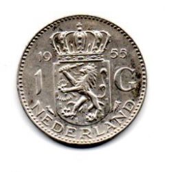 Holanda - 1955 - 1 Gulden - Prata .720 - Aprox 6,5 g - 25 mm