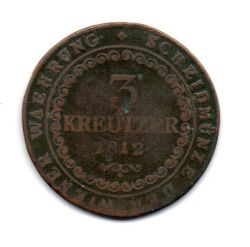 Monarquia Austro-Húngara - 1812 - 3 Kreuser - Letra Monetária: B