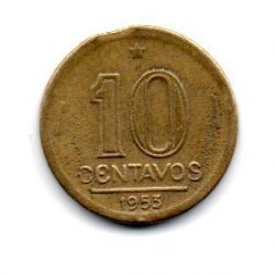1953 - 10 Centavos - ERRO : Disco Cortado - Moeda Brasil