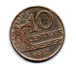1967 - 10 Centavos - ERRO: Cunho Descentralizado - Moeda Brasil